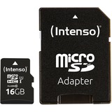 Intenso 3424470 memoria flash 16 GB MicroSD UHS-I Clase 10, Tarjeta de memoria negro, 16 GB, MicroSD, Clase 10, UHS-I, Class 1 (U1), Resistente a golpes, Resistente a la temperatura, Resistente al agua, A prueba de rayos X