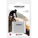 Kingston Workflow microSD Reader lector de tarjeta USB 3.2 Gen 1 (3.1 Gen 1) Type-C Negro, Plata, Lector de tarjetas plateado/Negro