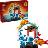 LEGO Festivales chinos Karpfen salta sobre la puerta del dragón, Juegos de construcción 