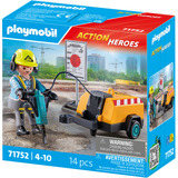 PLAYMOBIL Action Heroes Obrero de la construcción con cincel, Juegos de construcción 