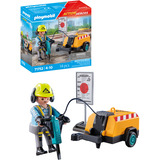 PLAYMOBIL Action Heroes Obrero de la construcción con cincel, Juegos de construcción 