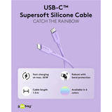 goobay Cable de silicona USB 2.0 lila, conector USB-C > conector USB-C lila