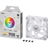 ASUS TUF GAMING TF120 ARGB WHITE EDITION Carcasa del ordenador Refrigerador de aire 12 cm Blanco 1 pieza(s), Ventilador blanco/Transparente, Refrigerador de aire, 12 cm, 250 RPM, 1900 RPM, Blanco