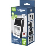 Ansmann Comfort Plus Universal Corriente alterna, Cargador blanco/Negro, Níquel-metal hidruro (NiMH), Sobrecarga, Sobrecalentamiento, 9V, AA, AAA