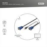 Digitus Juego de cables KVM USB DS-19231, para consolas KVM, Cable Y negro