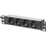Digitus Regleta de enchufes de 10" con perfil de aluminio, 4 salidas, 1U negro/Aluminio