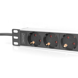 Digitus Regleta de enchufes de 10" con perfil de aluminio, 4 salidas, 1U negro/Aluminio