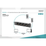 Digitus Regleta de enchufes de 10" con perfil de aluminio, 4 salidas, 1U negro/Aluminio