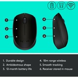 Logitech B170 Black Bp ratón Ambidextro RF inalámbrico Óptico negro, Ambidextro, Óptico, RF inalámbrico, Negro