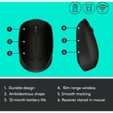 Logitech B170 Ratones, Ratón negro, Ambidextro, Óptico, RF inalámbrico, Gris