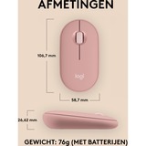 Logitech Pebble 2 M350s ratón Viajes Ambidextro RF Wireless + Bluetooth Óptico 4000 DPI rosa, Ambidextro, Óptico, RF Wireless + Bluetooth, 4000 DPI, Rosa
