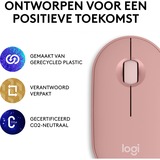 Logitech Pebble 2 M350s ratón Viajes Ambidextro RF Wireless + Bluetooth Óptico 4000 DPI rosa, Ambidextro, Óptico, RF Wireless + Bluetooth, 4000 DPI, Rosa