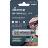 MediaRange Kombo-Speicherstick 256 GB, Lápiz USB plateado/Transparente