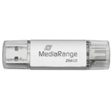 MediaRange Memoria USB combo 256 GB, Lápiz USB plateado/Transparente