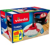 Vileda Set completo de mopa Turbo 2en1 de microfibra, Limpiador de suelo negro/Rojo