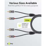 goobay Cable estéreo Cinch Plus negro/Plateado