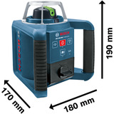 Bosch GRL 300 HVG Professional, Láser rotativo azul/Negro, IP54, 1,5 V, 1,8 kg