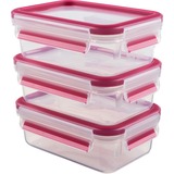 Emsa CLIP & CLOSE Rectangular Caja 0,55 L Rosa, Transparente 3 pieza(s) transparente/Frambuesa, Caja, Rectangular, 0,55 L, Rosa, Transparente, Elastómero termoplástico (TPE), Alemania