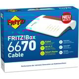 FRITZ! FRITZ!Box 6670, Router blanco/Rojo, Box 6670, Wi-Fi 7 (802.11be), Doble banda (2,4 GHz / 5 GHz), Ethernet, Blanco, Router de sobremesa