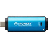 Kingston IronKey 64GB USB-C Vault Privacy 50C cifrado AES-256, FIPS 197, Lápiz USB celeste/Negro, FIPS 197, 64 GB, USB Tipo C, 3.2 Gen 1 (3.1 Gen 1), 250 MB/s, Tapa, Negro, Azul