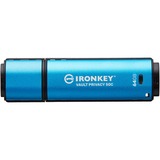 Kingston IronKey Vault Privacy 50 64 GB, Lápiz USB celeste/Negro