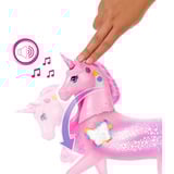 Mattel Barbie unicornio brillante y luminoso, Muñecos 