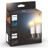 Philips Hue Bombilla inteligente A60 - E27 - 800 (paquete de 2), Lámpara LED Philips Hue White ambiance Bombilla inteligente A60 - E27 - 800 (paquete de 2), Bombilla inteligente, Blanco, Bluetooth/Zigbee, LED integrado, E27, Luz fría, Blanco cálido