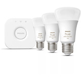 Philips Hue White & Color Ambiance Juego de Inicio: E27 Lámpara Inteligente A60 Paquete de Tres, Lámpara LED 