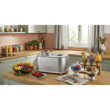 Ariete Máquina de helados Gran Gelato 4in1, Heladera blanco/Plateado, Compresor de helados, 1 L, 1 senos, Acero inoxidable, 60 min, Blanco