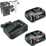 Bosch Set de inicio de batería 18V 2x 2,5Ah + cargador rápido AL 18V-44, Conjunto negro