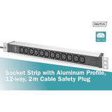 Digitus DN-95426, Regleta negro/Aluminio