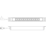 Digitus DN-95426, Regleta negro/Aluminio