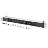 Digitus Regleta de enchufes 19" PDU con perfil de aluminio, 12 tomas C13 negro/Aluminio