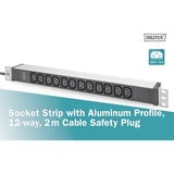 Digitus Regleta de enchufes 19" PDU con perfil de aluminio, 12 tomas C13 negro/Aluminio