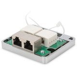 Digitus Toma de datos CAT.6A, superficie, apantallada, 2x RJ-45, Caja de conexiones plateado