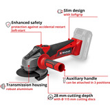 EINHELL TC-AG 18/115 Li-Solo, 4431130, Amoladora angular rojo/Negro
