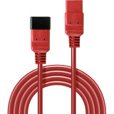 Lindy 30125 cable de transmisión Negro, Rojo 3 m C20 acoplador C19 acoplador, Cable alargador rojo, 3 m, C20 acoplador, C19 acoplador, 250 V, 16 A