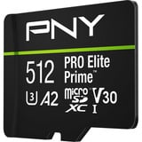 PNY Pro Elite Prime microSD 512 GB, Tarjeta de memoria negro/Verde
