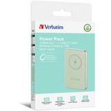 Verbatim Charge 'n' Go Polímero de litio 10000 mAh Cargador inalámbrico Verde, Banco de potencia verde claro, 10000 mAh, Polímero de litio, Quick Charge 3.0, Cargador inalámbrico, Verde