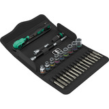 Wera 8100 SA 15 Juego de carracas Zyklop Comfort, 1/4", Kit de herramientas negro/Verde