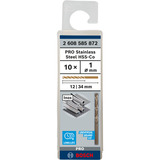 Bosch Broca helicoidal de acero inoxidable HSS-Co PRO, Ø 1,0mm, Taladro 