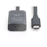 Digitus Cable de extensión activo USB 3.2 Gen 1, conector USB-C > toma USB-C, Cable alargador negro