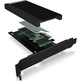 ICY BOX IB-PCI208-HS tarjeta y adaptador de interfaz Interno M.2, Tarjeta de interfaz negro, PCIe, M.2, Full-height / Low-profile, PCIe 4.0, Negro, Pasivo