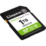 Kingston 1 TB SDXC Canvas Select Plus Gen3 150 MB/s C10 UHS-I U3 V30, Tarjeta de memoria 1 TB, SD, Clase 10, UHS-I, 150 MB/s, Class 3 (U3)