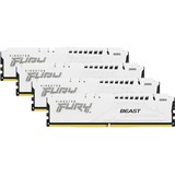 Kingston FURY FURY Beast 128GB 5200MT/s DDR5 CL40 DIMM (Kit de 4) White XMP, Memoria RAM blanco, 128 GB, 4 x 32 GB, DDR5, 288-pin DIMM, Blanco