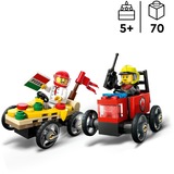 LEGO Pack de Coches de Carreras: Pizza vs. Camión de Bomberos, Juegos de construcción Juego de construcción, 5 año(s), Plástico, 70 pieza(s), 119 g