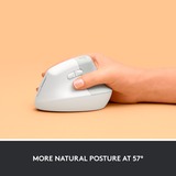 Logitech Lift Ratones, Ratón blanco/Gris claro, mano derecha, Diseño vertical, Óptico, RF Wireless + Bluetooth, 4000 DPI, Blanco