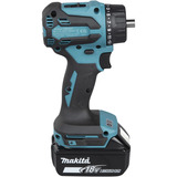 Makita Taladro atornillador a batería con sistema de cabezal intercambiable DDF491RTJ, 18 Voltios, Taladro/destornillador azul/Negro