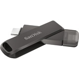 SanDisk iXpand unidad flash USB 128 GB USB Type-C / Lightning 3.2 Gen 1 (3.1 Gen 1) Negro, Lápiz USB negro, 128 GB, USB Type-C / Lightning, 3.2 Gen 1 (3.1 Gen 1), Girar, Protección mediante contraseña, Negro