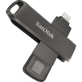 SanDisk iXpand unidad flash USB 128 GB USB Type-C / Lightning 3.2 Gen 1 (3.1 Gen 1) Negro, Lápiz USB negro, 128 GB, USB Type-C / Lightning, 3.2 Gen 1 (3.1 Gen 1), Girar, Protección mediante contraseña, Negro